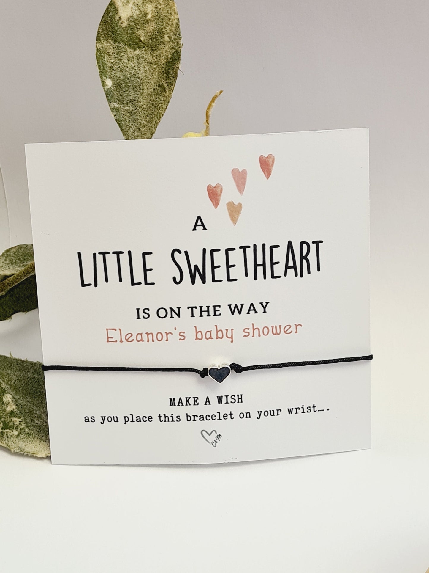 A little sweetheart is on the way- Personalised Baby Shower Wish Bracelet, Mummy to Be, Charm String Bracelet, Personalised Gift -LS77