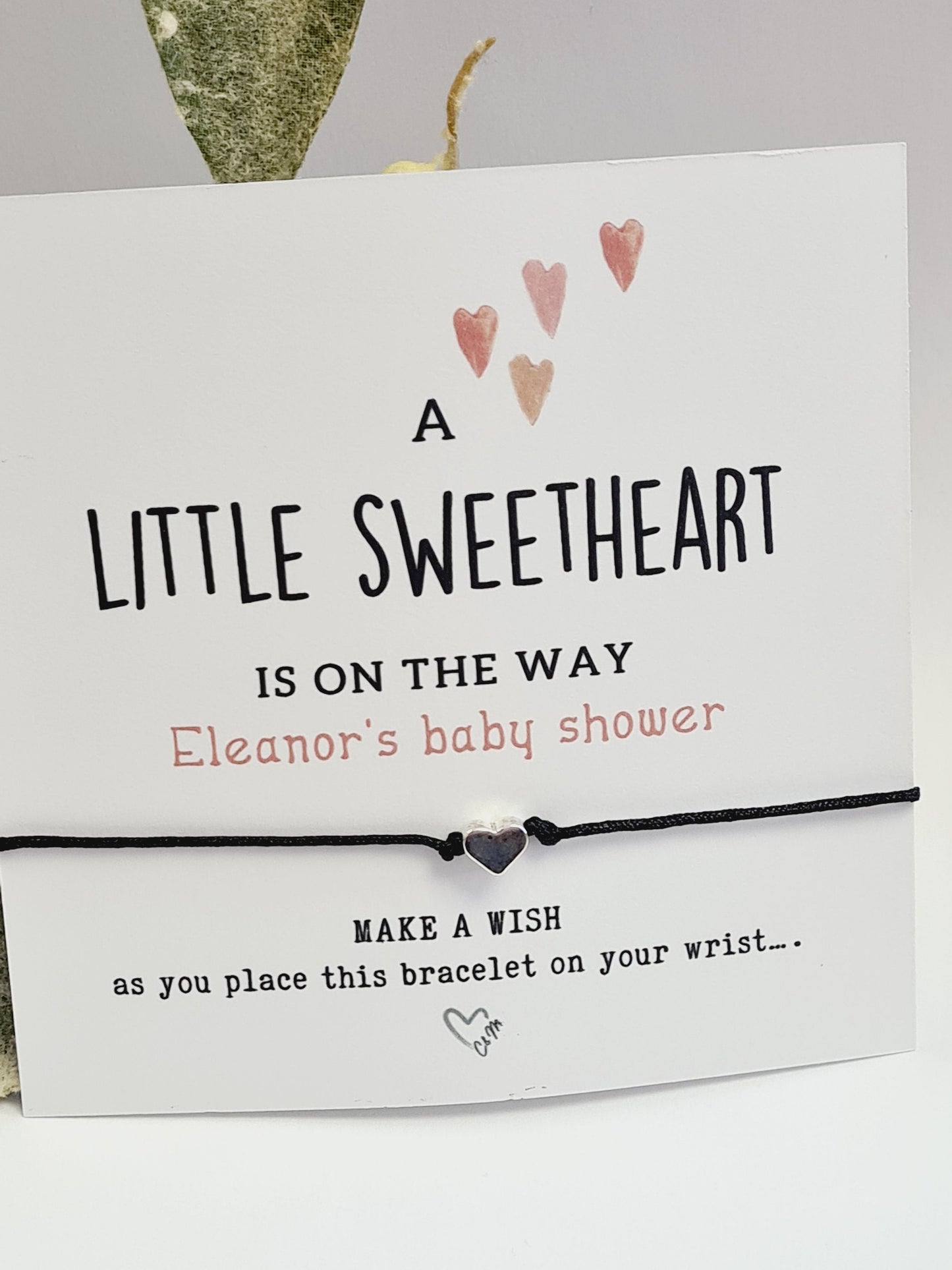 A little sweetheart is on the way- Personalised Baby Shower Wish Bracelet, Mummy to Be, Charm String Bracelet, Personalised Gift -LS77