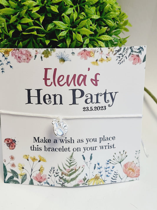 Spring Wildflower Hen Party Wish Bracelets - Personalised  - Goodie Bag Filler - Hen Weekend, Hen Do, Girls Weekend - CMW1