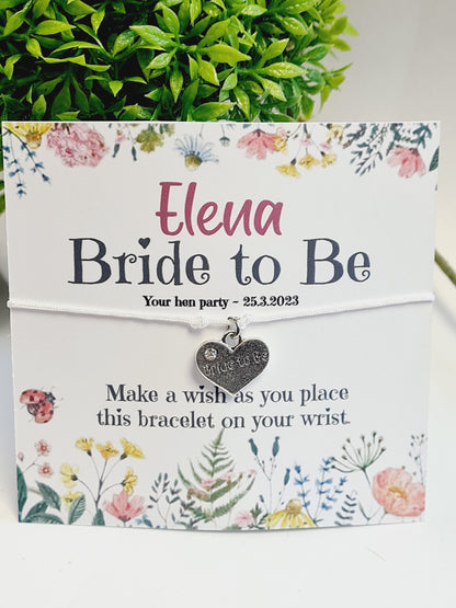 Spring Wildflower Hen Party Wish Bracelets - Personalised  - Goodie Bag Filler - Hen Weekend, Hen Do, Girls Weekend - CMW1