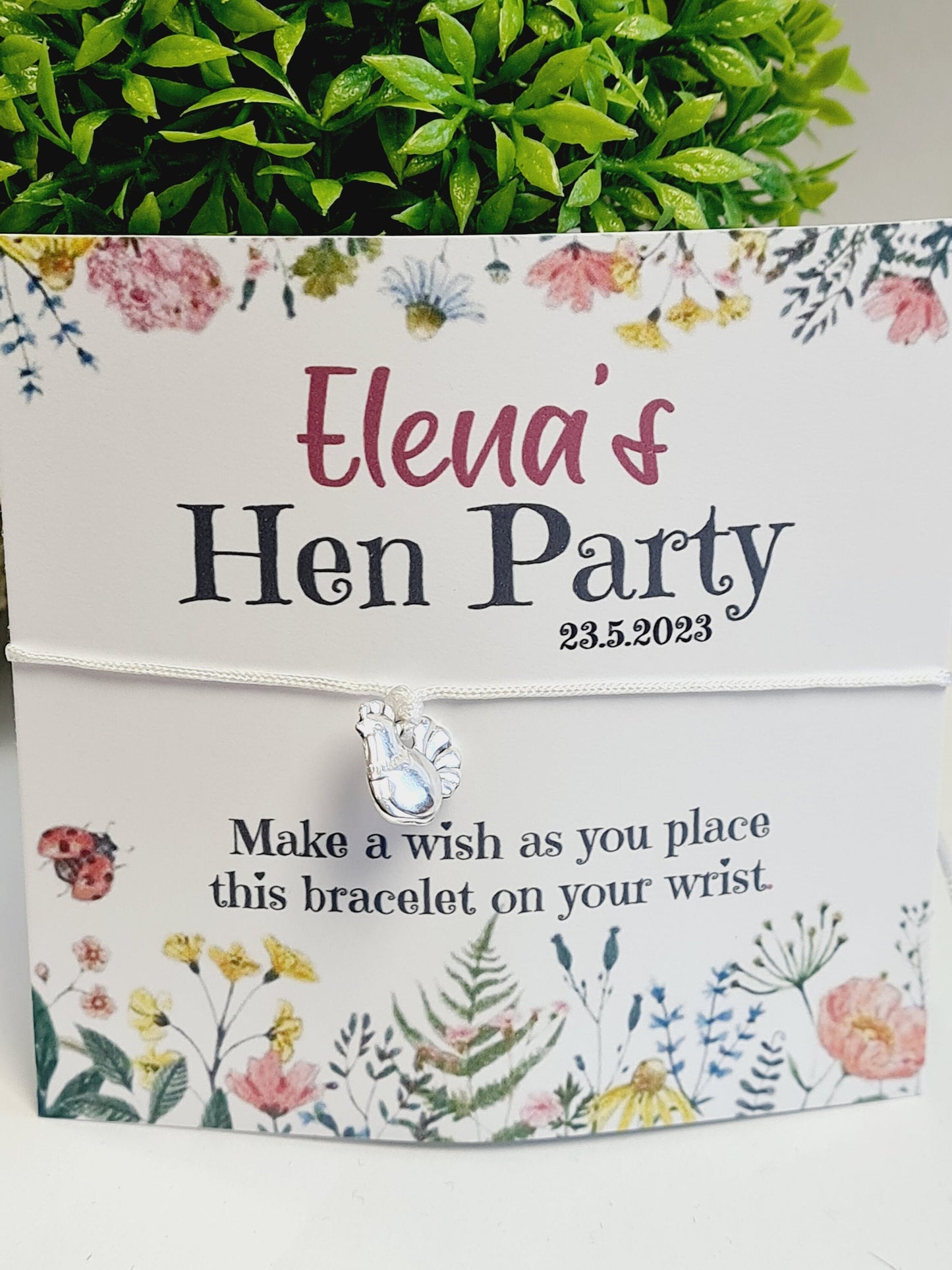 Spring Wildflower Hen Party Wish Bracelets - Personalised  - Goodie Bag Filler - Hen Weekend, Hen Do, Girls Weekend - CMW1