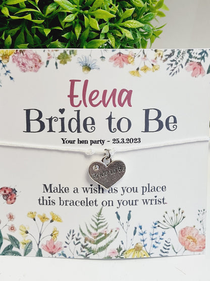 Spring Wildflower Hen Party Wish Bracelets - Personalised  - Goodie Bag Filler - Hen Weekend, Hen Do, Girls Weekend - CMW1