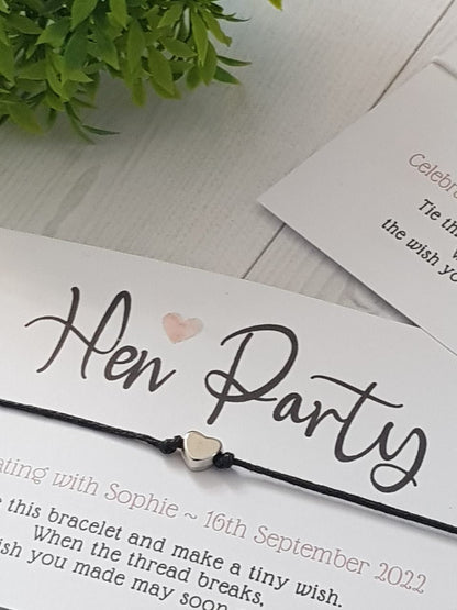 Hen Party Wish Bracelets - Personalised  - Goodie Bag Filler - Hen Weekend, Hen Do, Girls Weekend - Bride to Be - CHP5
