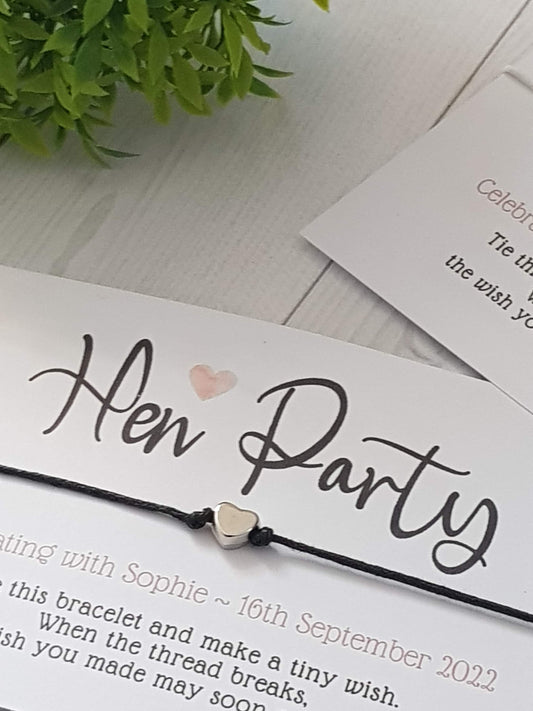 Hen Party Wish Bracelets - Personalised  - Goodie Bag Filler - Hen Weekend, Hen Do, Girls Weekend - Bride to Be - CHP5