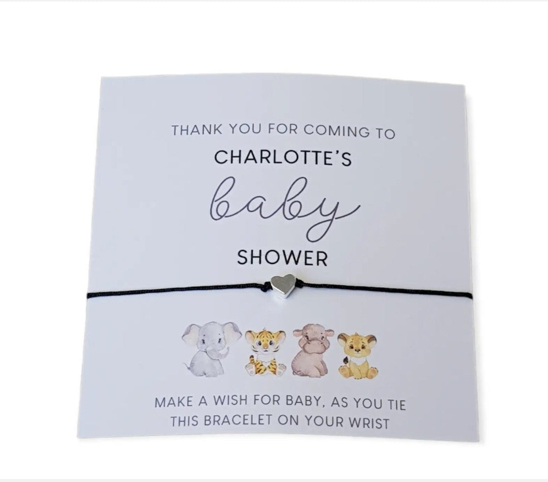 Zoo Animals Baby Shower Wish Bracelet – Personalized Gift