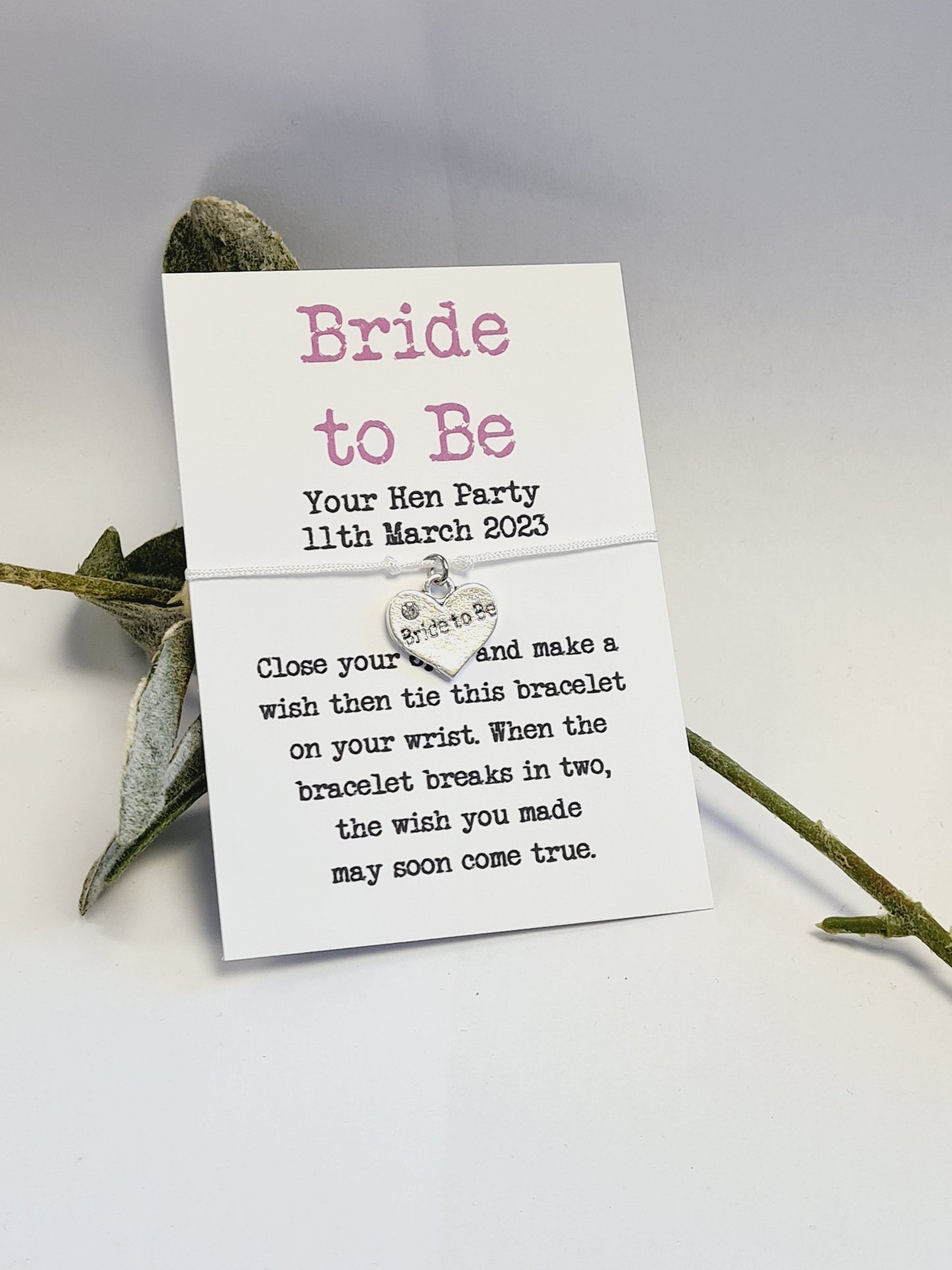 Hen Party Wish Bracelets - Personalised  - Goodie Bag Filler - Hen Weekend, Hen Do, Girls Weekend - Bride to Be - Simple- Elegant - P9