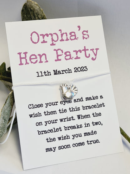 Hen Party Wish Bracelets - Personalised  - Goodie Bag Filler - Hen Weekend, Hen Do, Girls Weekend - Bride to Be - Simple- Elegant - P9