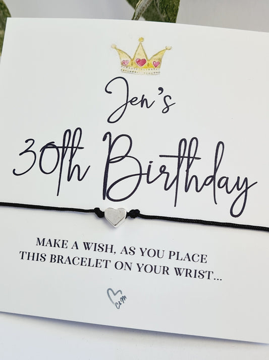 Personalised Birthday Wish Bracelet: Crown Design - Charm Party Favour - Any Age - Guest Gift