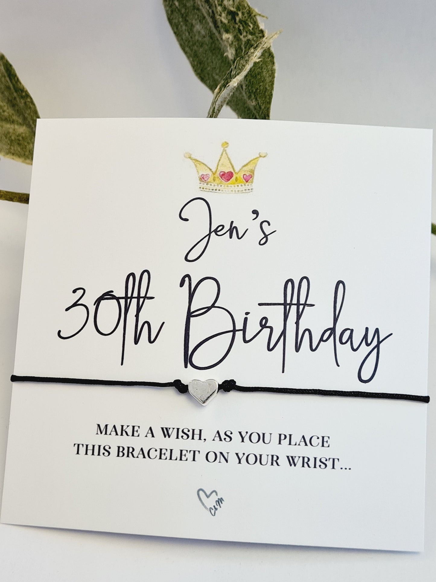 Personalised Birthday Wish Bracelet: Crown Design - Charm Party Favour - Any Age - Guest Gift