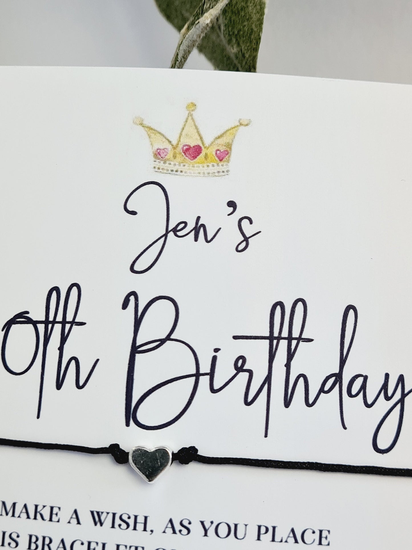 Personalised Birthday Wish Bracelet: Crown Design - Charm Party Favour - Any Age - Guest Gift