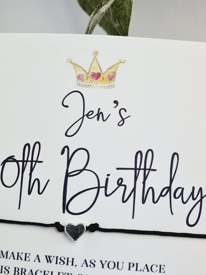 Personalised Birthday Wish Bracelet: Crown Design - Charm Party Favour - Any Age - Guest Gift