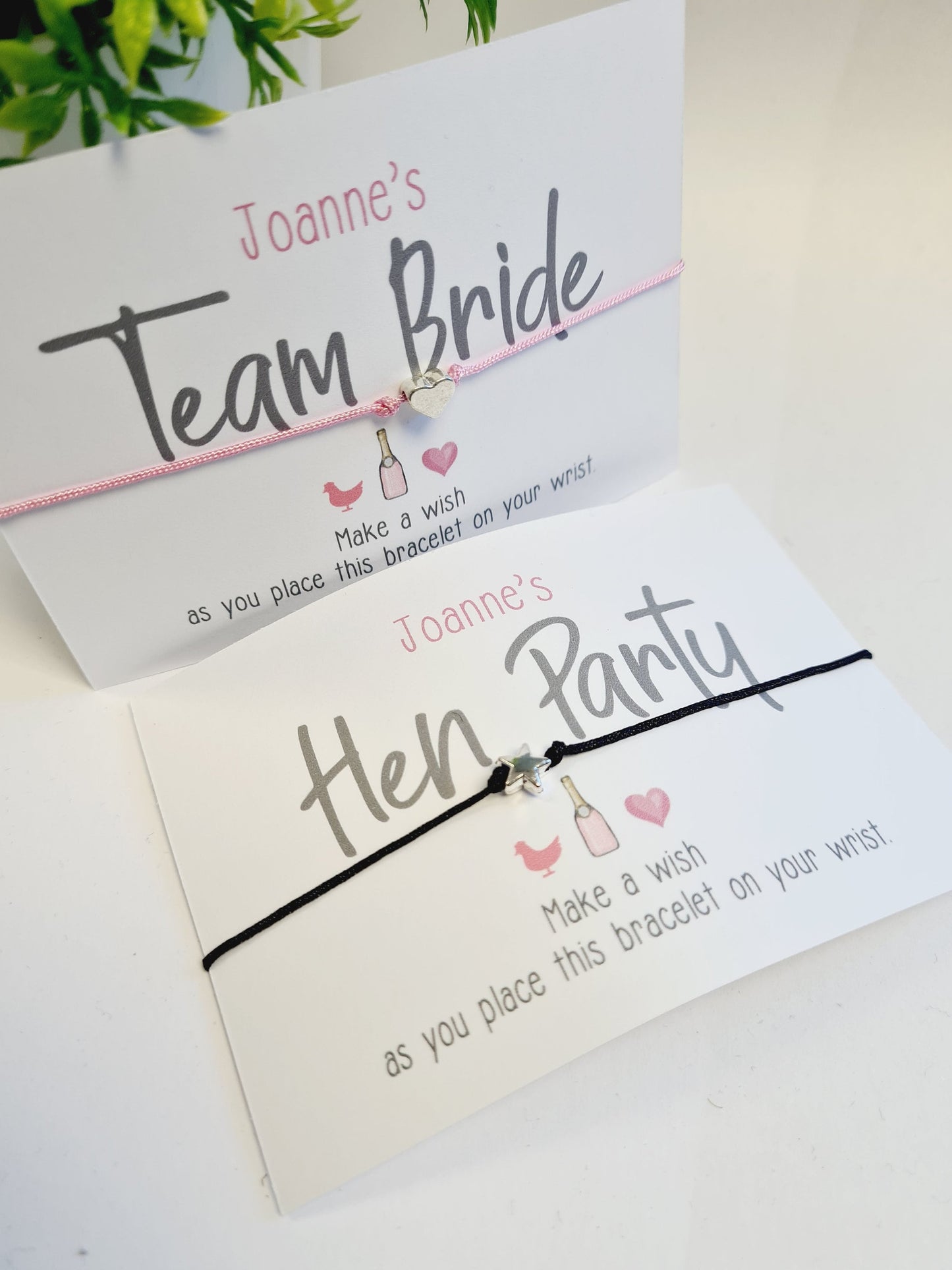 Pretty Hen Party Wish Bracelets - Personalised  - Goodie Bag Filler - Hen Weekend, Hen Do, Girls Weekend - Bride to Be - HCH9