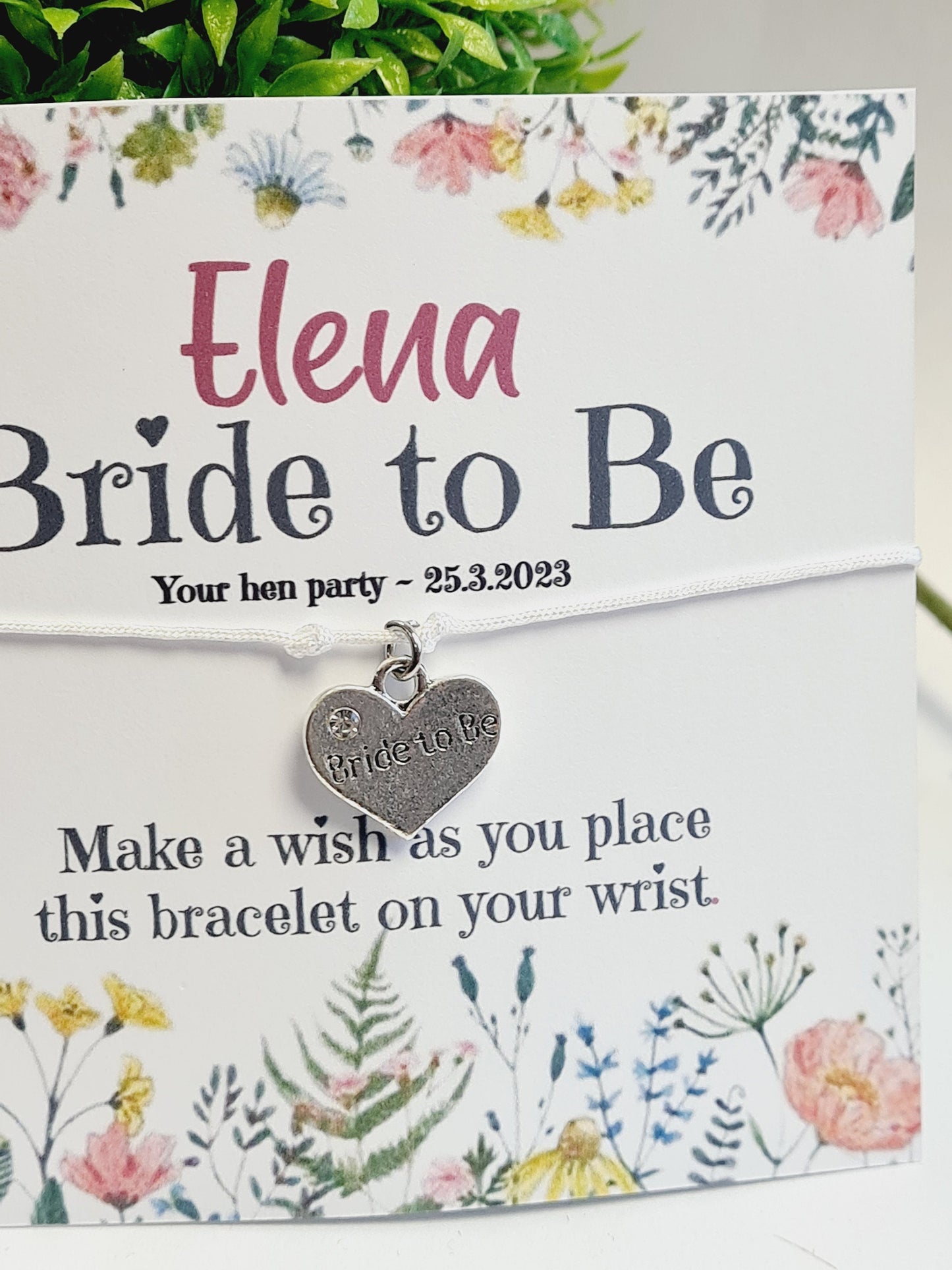 Spring Wildflower Hen Party Wish Bracelets - Personalised  - Goodie Bag Filler - Hen Weekend, Hen Do, Girls Weekend - CMW1