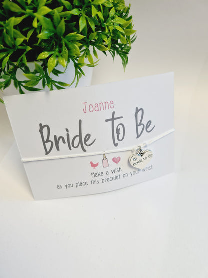 Pretty Hen Party Wish Bracelets - Personalised  - Goodie Bag Filler - Hen Weekend, Hen Do, Girls Weekend - Bride to Be - HCH9
