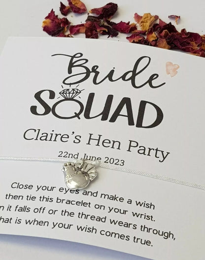 Bride Squad Hen Party Wish Bracelets - Personalised  - Goodie Bag Filler - Hen Weekend, Hen Do, Girls Weekend-pe5