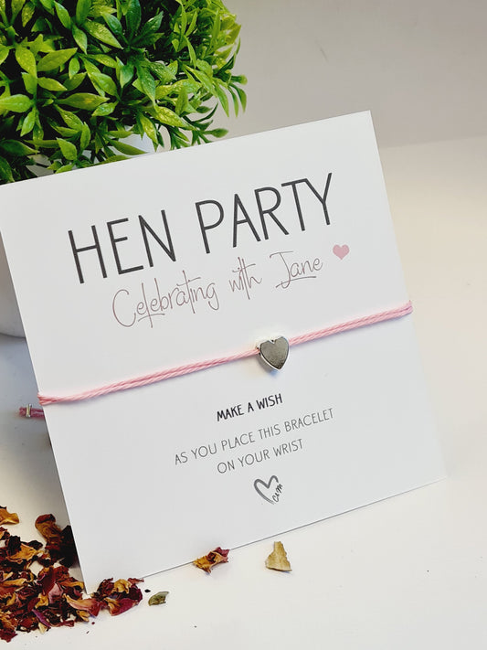 Minimal Personalised Hen Party Wish Bracelets - Goodie Bag Filler - Hen Weekend, Hen Do, Girls Weekend - Party - Fancy - Pretty -CU8