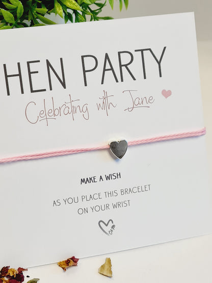Minimal Personalised Hen Party Wish Bracelets - Goodie Bag Filler - Hen Weekend, Hen Do, Girls Weekend - Party - Fancy - Pretty -CU8
