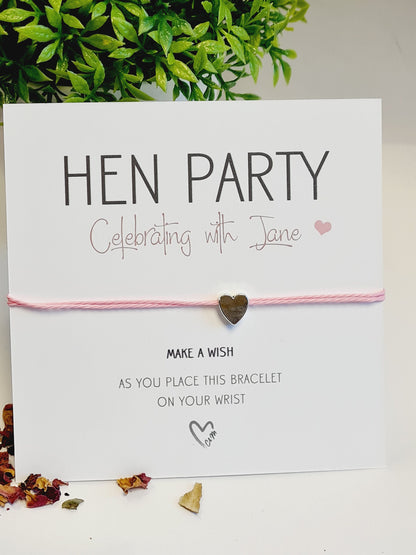 Minimal Personalised Hen Party Wish Bracelets - Goodie Bag Filler - Hen Weekend, Hen Do, Girls Weekend - Party - Fancy - Pretty -CU8