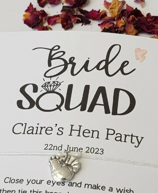Bride Squad Hen Party Wish Bracelets - Personalised  - Goodie Bag Filler - Hen Weekend, Hen Do, Girls Weekend-pe5