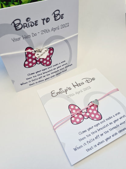 Minnie Mouse - Wish Bracelet - Disney Hen Party Wish Bracelet: Personalised Goodie Bag Filler