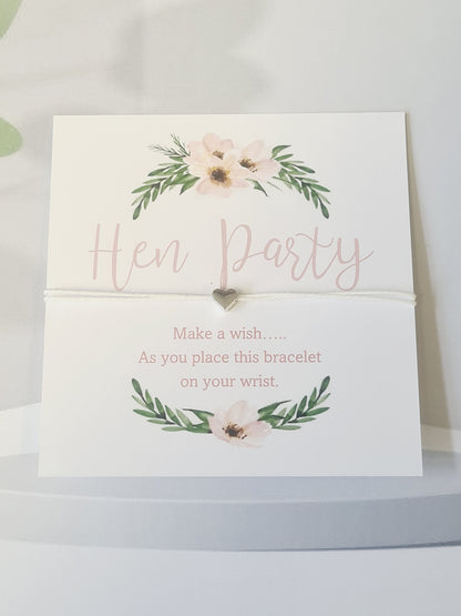 Hen Party Wish Bracelets -Goodie Bag Filler-Hen/ Girls Weekend- Hen Do- Nikkah - Party - Birthday - NOT PERSONALISED - Z5