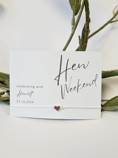 Personalized Hen Party Wish Bracelet, Silver Heart Charm
