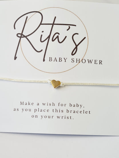 Baby Shower Wish Bracelet, Mummy to Be, Charm String Bracelet, Personalised Gift - can3