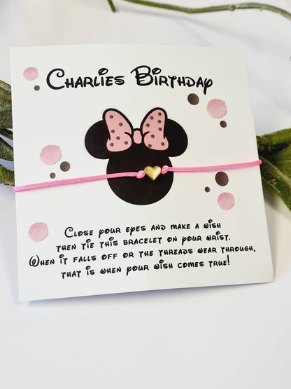 Minnie Mouse, Mickey Mouse Disney Wish Bracelet – Disney Birthday Favour