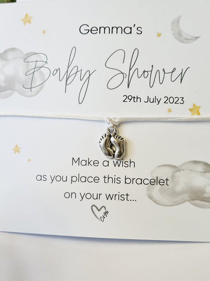 Fluffy Clouds Baby Shower Wish Bracelet | Gender Neutral Party Favour | Personalised Baby Shower Keepsake