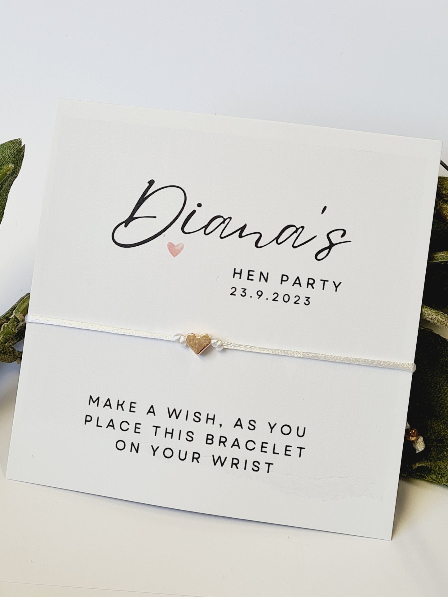 Hen Party Wish Bracelet, Bachelorette Party Gift, Friendship Bracelet, Bridesmaid Keepsake, Bridal Shower Jewellery -CA2