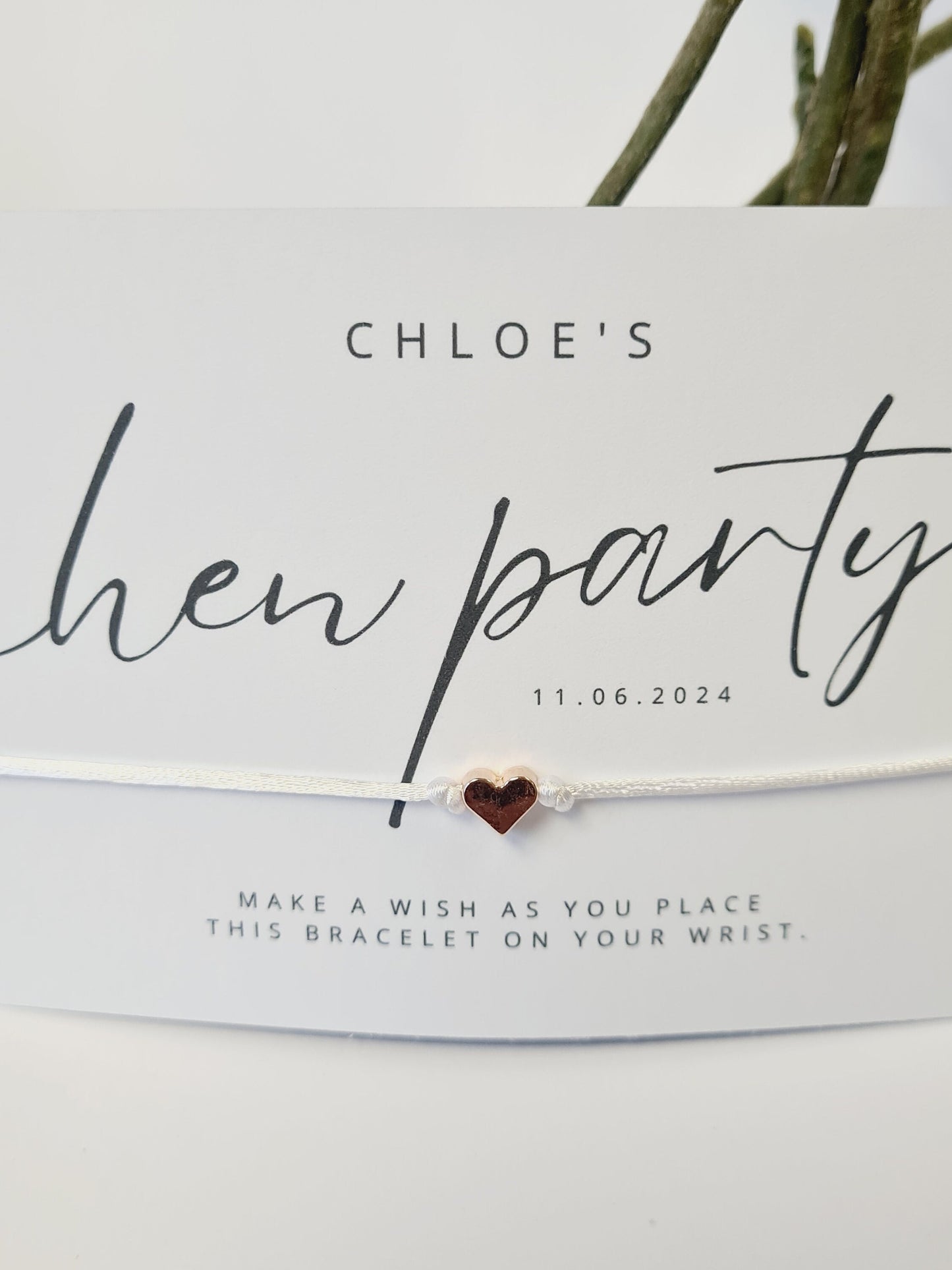 Pack of 10 Calligraphy Hen Party, Wish Bracelets - Personalised  - Goodie Bag Filler - Hen Weekend