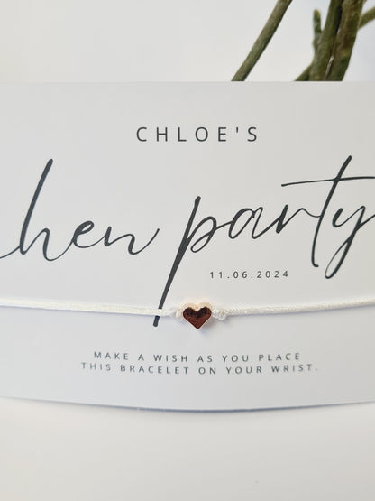 Pack of 10 Calligraphy Hen Party, Wish Bracelets - Personalised  - Goodie Bag Filler - Hen Weekend