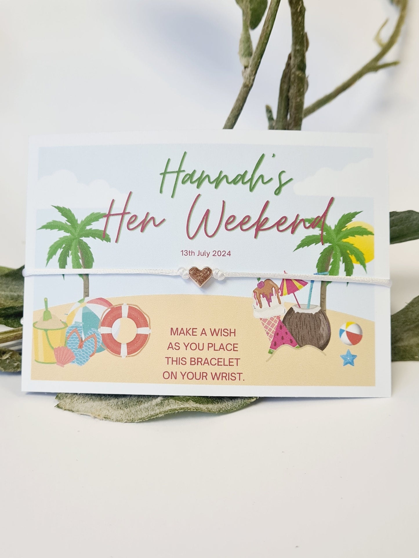 Hen Party Beach Wish Bracelets - Personalised  - Goodie Bag Filler - Hen Weekend, Hen Do, Girls Weekend - Bride to Be - CA8
