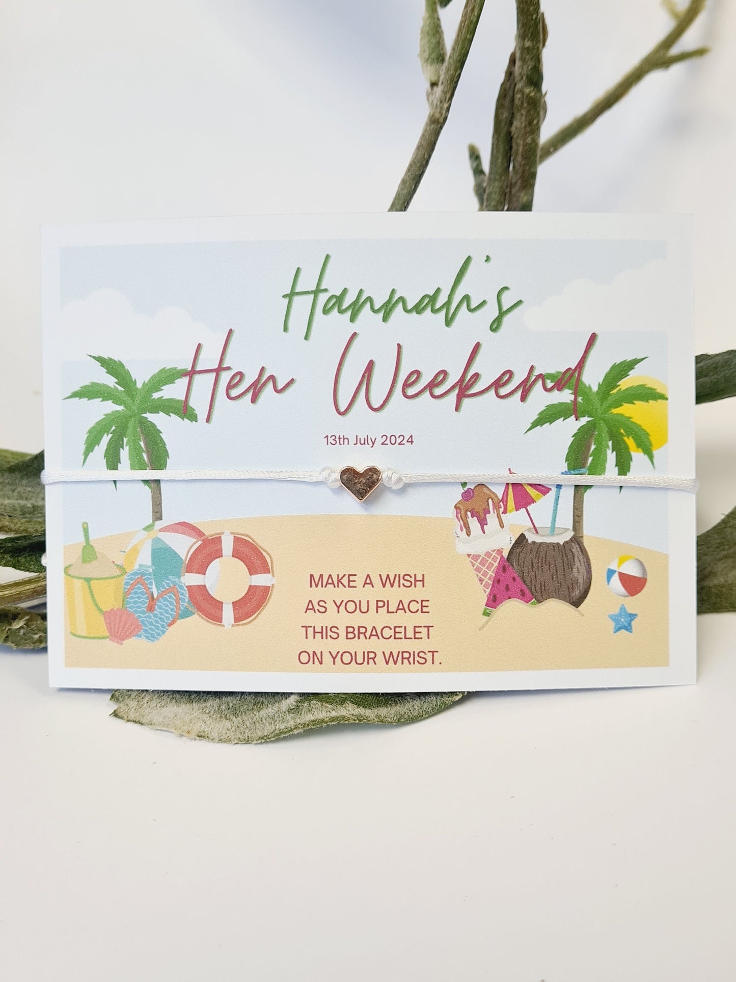 Hen Party Beach Wish Bracelets - Personalised  - Goodie Bag Filler - Hen Weekend, Hen Do, Girls Weekend - Bride to Be - CA8