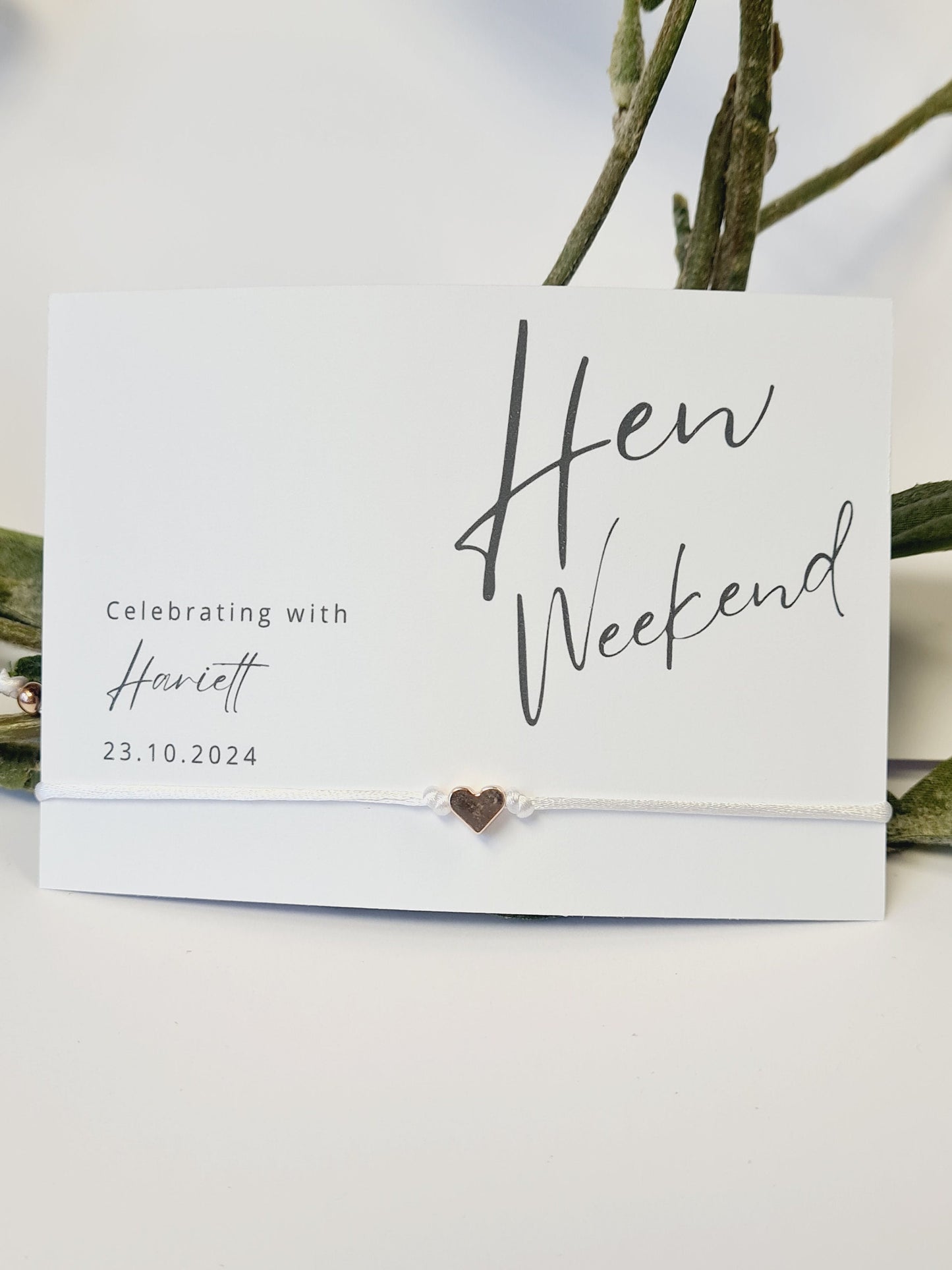 Personalized Hen Party Wish Bracelet, Silver Heart Charm