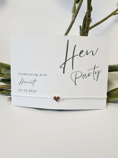 Personalized Hen Party Wish Bracelet, Silver Heart Charm