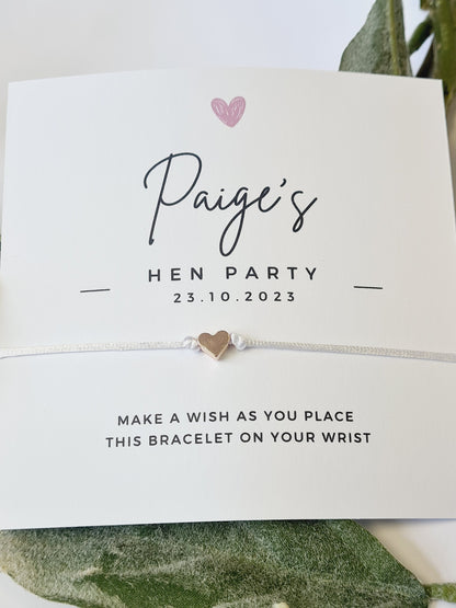 Personalised Wish Bracelets -Hen Party -  Girls Weekend- Hen Do- Nikkah - Baby Shower - Birthday - Wedding -CA17