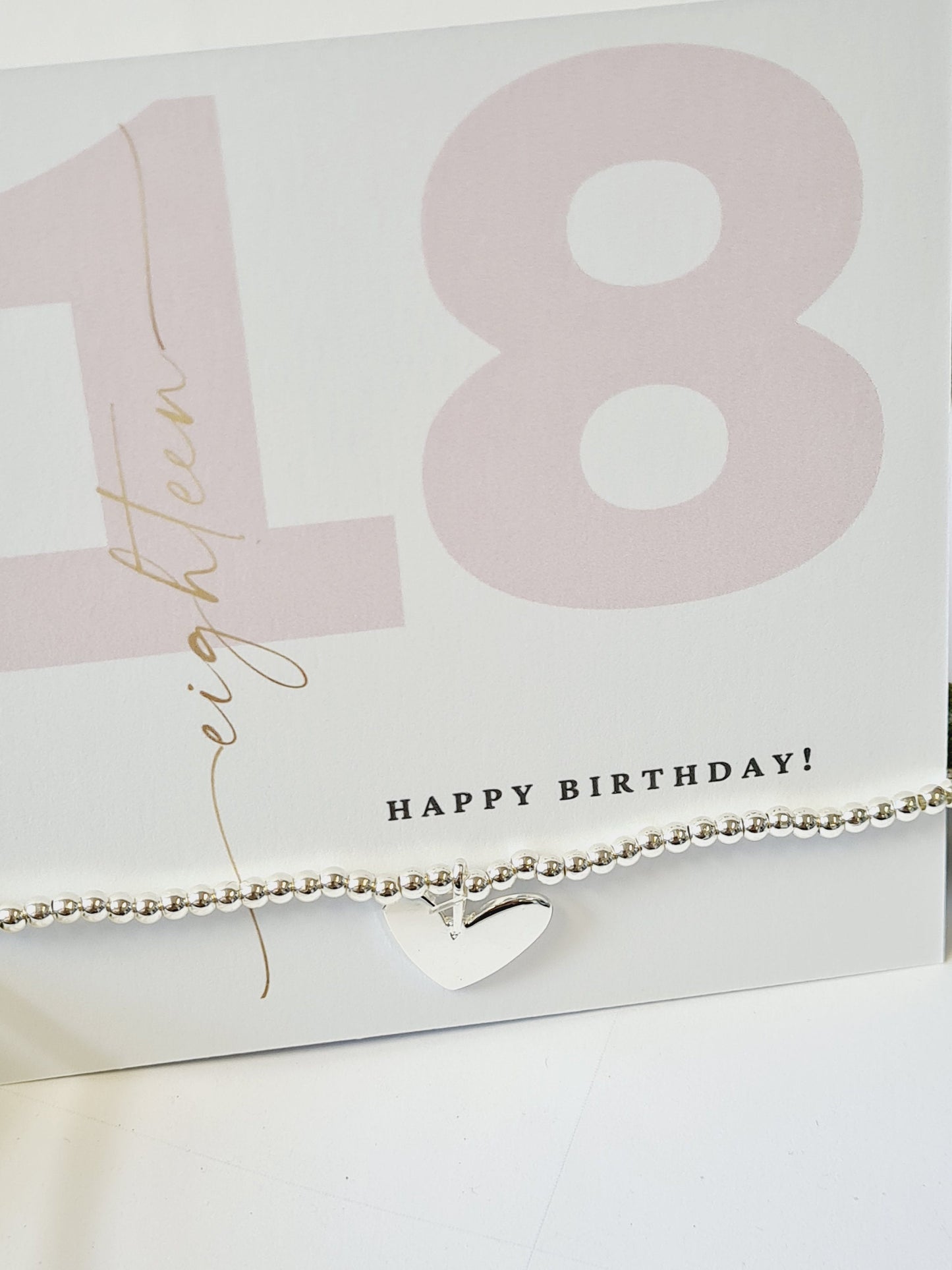 Happy 18th Birthday - 18 -Eighteen- Silver plated charm bracelet & silver heart charm- Personalised