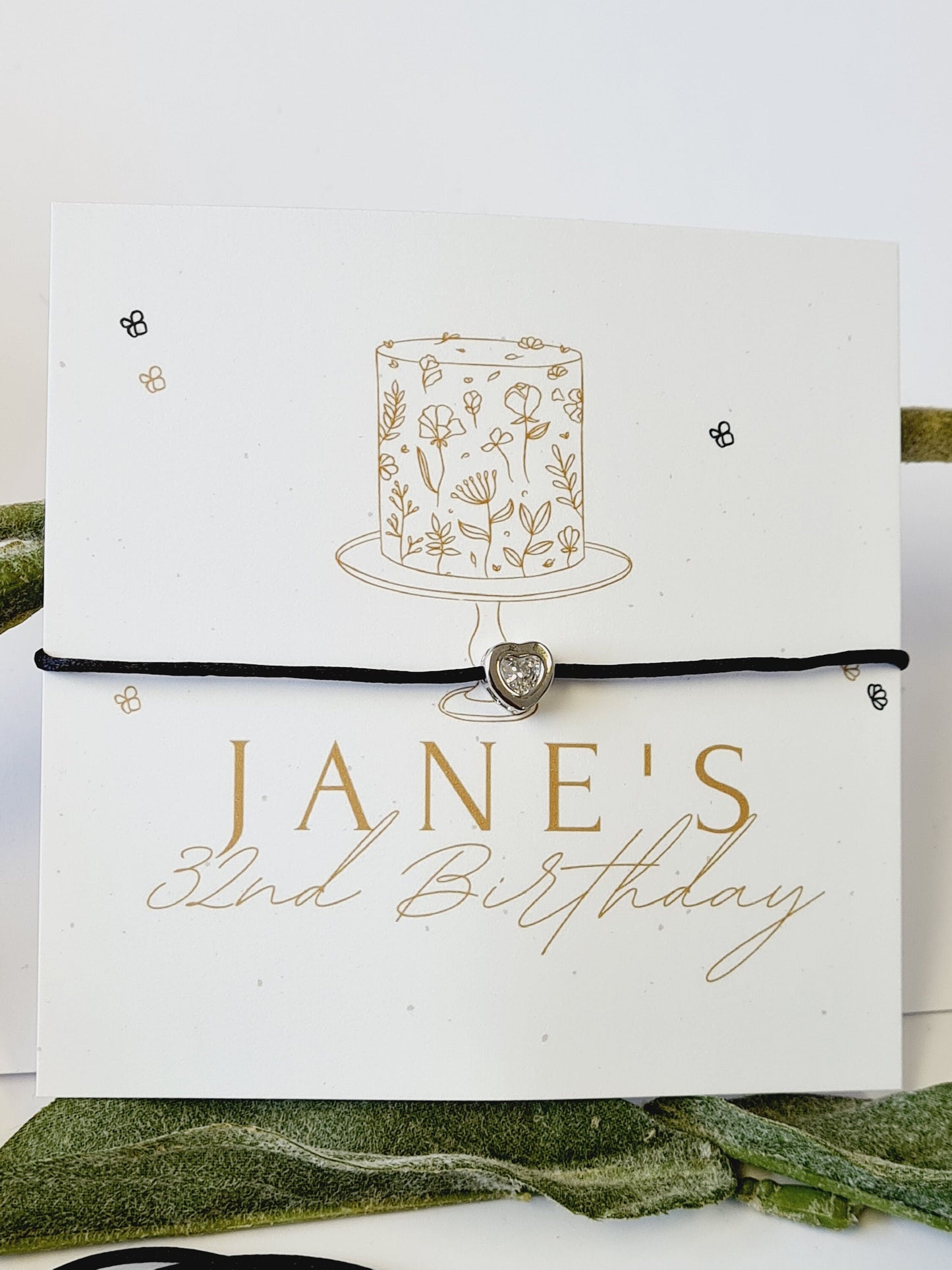 Birthday Cake Design - Silver Diamante Charm bracelet - Party Goodie Bag - Personalised -Any age-Birthday Weekend- Celebration- cv