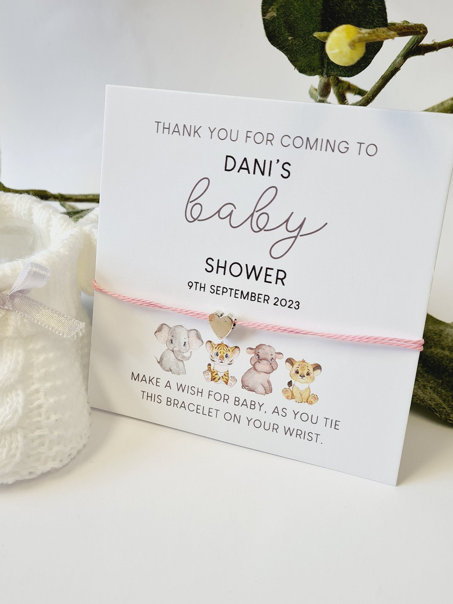 Zoo Animals Baby Shower Wish Bracelet – Personalized Gift