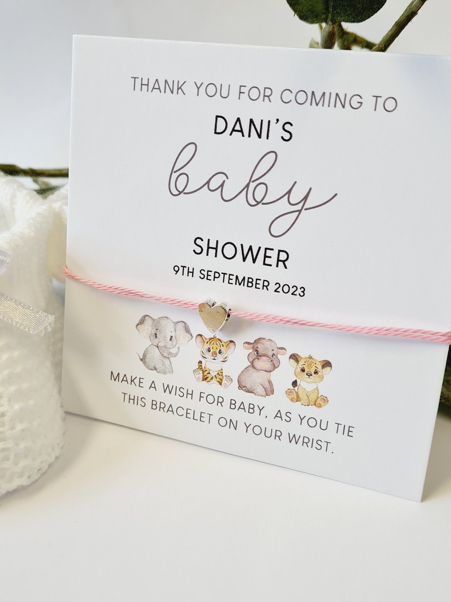 Zoo Animals Baby Shower Wish Bracelet – Personalized Gift