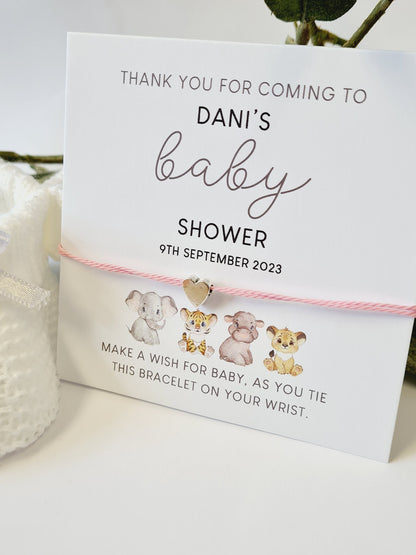 Zoo Animals Baby Shower Wish Bracelet – Personalized Gift
