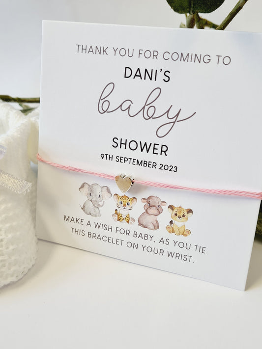 Zoo Animals Baby Shower Wish Bracelet – Personalized Gift