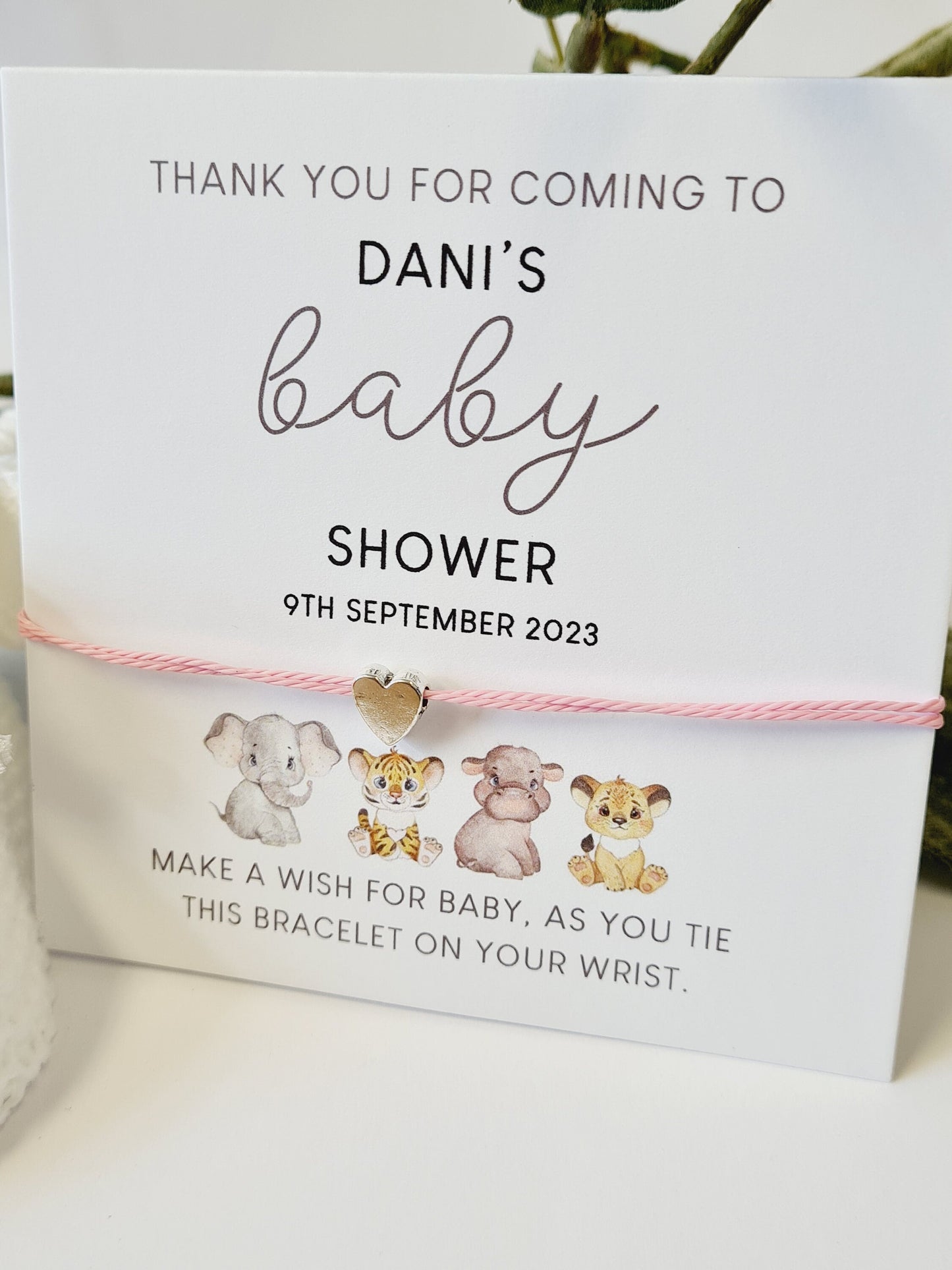 Zoo Animals Baby Shower Wish Bracelet – Personalized Gift