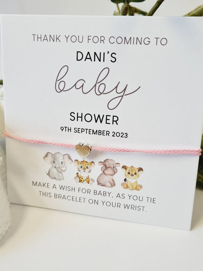 Zoo Animals Baby Shower Wish Bracelet – Personalized Gift