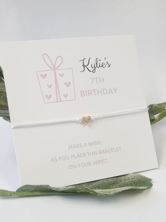 Birthday - Wish string charm bracelet - Party bag filler - Personalised - Any age - Party - Present - friendship bracelet