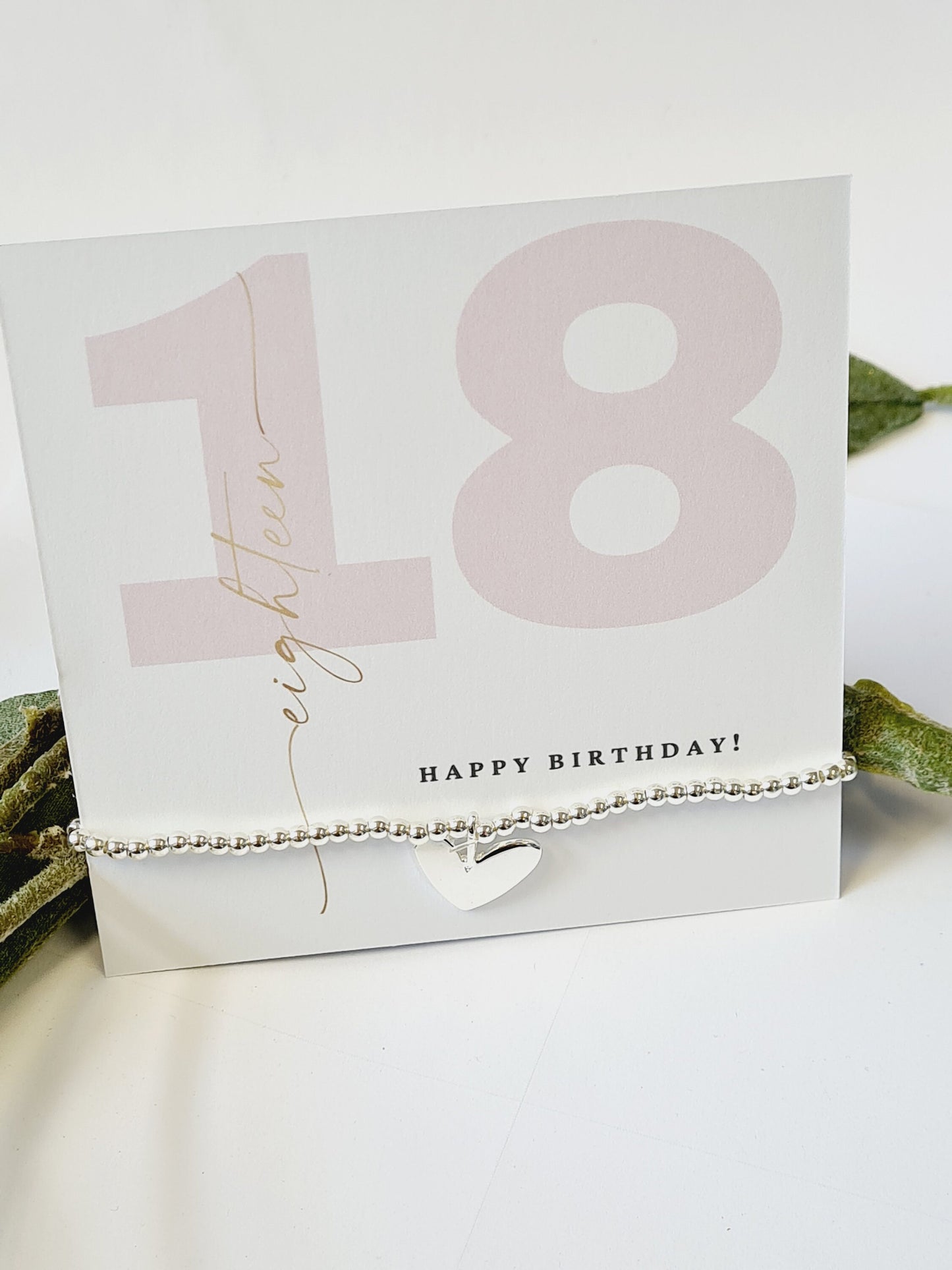 Happy 18th Birthday - 18 -Eighteen- Silver plated charm bracelet & silver heart charm- Personalised