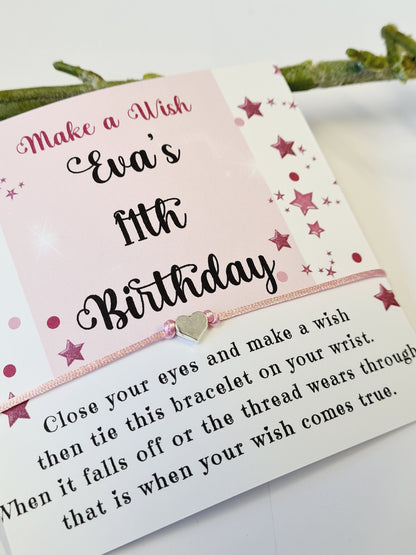 Pink Stars Birthday Wish charm bracelet - Party/ Goodie bag filler - Personalised - Any age - Birthday / Girls Weekend - Celebration-SR5
