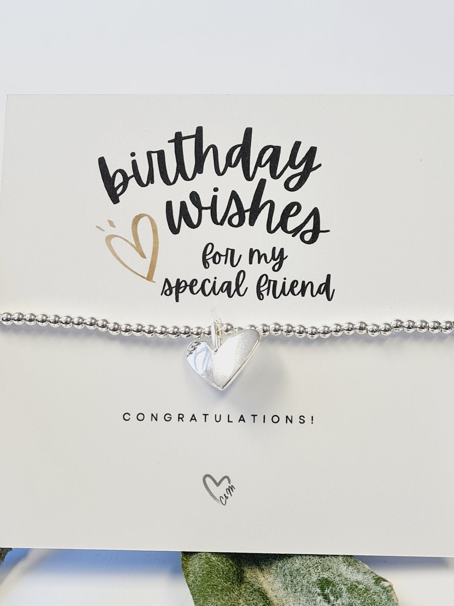 Special Friend - Happy Birthday Silver heart bracelet,special birthday gift, birthday gift for friend, birthday wishes bracelet, keepsake