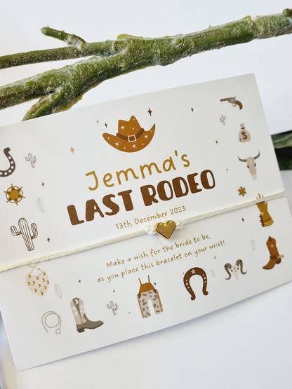 Last Rodeo Hen Party Wish Bracelet: Bride To Be Gift